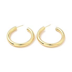 Brass Chunky C-shape Stud Earrings, Half Hoop Earrings for Women, Cadmium Free & Nickel Free & Lead Free