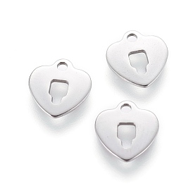 201 Stainless Steel Charms, Stamping Blank Tag, Heart Lock