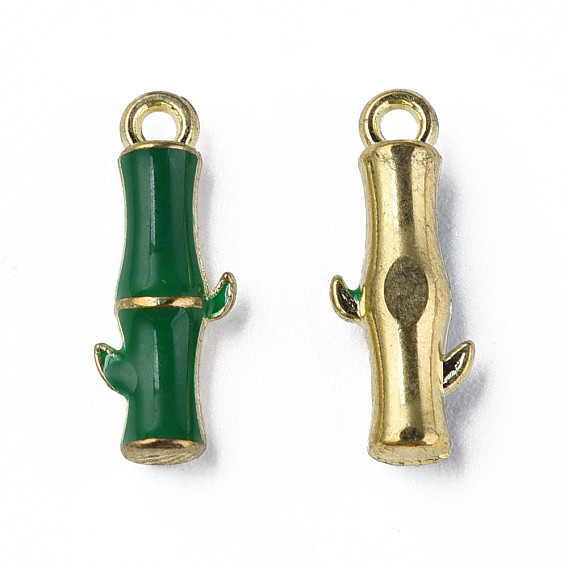 Emaille Anhänger Legierung, cadmiumfrei und bleifrei, Licht Gold, Bambusstock