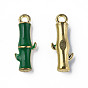 Emaille Anhänger Legierung, cadmiumfrei und bleifrei, Licht Gold, Bambusstock