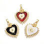 Латунные микро проложить кубического циркония подвески, без кадмия и без свинца, с эмалью, сердце с оберегами от сглаза, реальный 18 k позолоченный