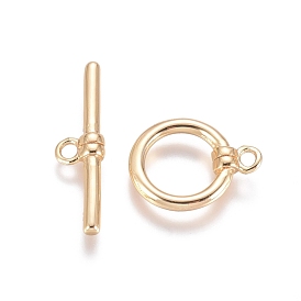 Brass Toggle Clasps, with Jump Rings, for DIY Jewelry Making, Nickel Free