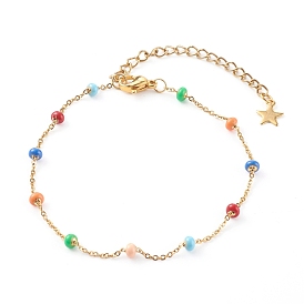 Stainless Steel Satellite Chain Bracelets, with Enamel, Colorful