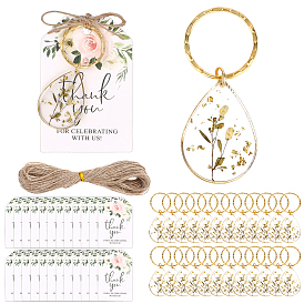 Брелки из латунной смолы, с железным кольцом, бумажной карточкой и джутовым шнуром, слеза