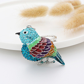 Creative Pendant Cartoon Color Diamond Bird Keychain Metal Cute Bag Ornament