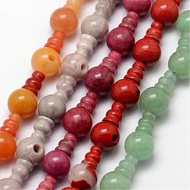 Natural Gemstone 3-Hole Guru Bead Strands, for Buddhist Jewelry Making, T-Drilled Beads