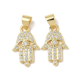 Латунные микро проложить кубического циркония подвески, Хамса руку с дурным глазом, без свинца и без кадмия, долговечный