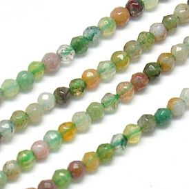 Naturelles agate indienne brins de perles, facette, ronde, colorées, 2mm, Trou: 1mm