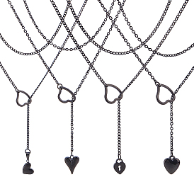 4 шт. 4 стили 304 лариат из нержавеющей стали с подвеской в форме сердца для женщин