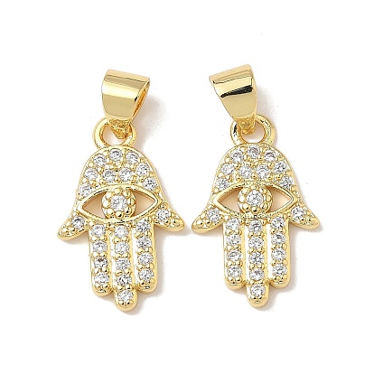 Латунные микро проложить кубического циркония подвески, Хамса руку с дурным глазом, без свинца и без кадмия, долговечный