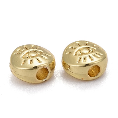 Alloy Beads, Long-Lasting Plated, Flat Round with Evil Eye