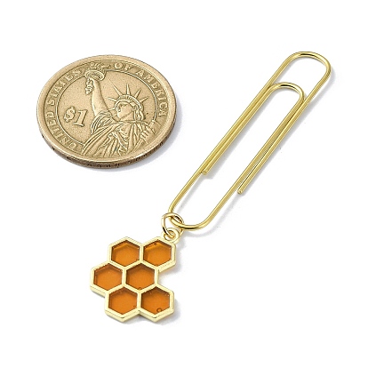 Bees Flower Alloy Enamel Pendant Bookmarks, Iron Long Paper Clips