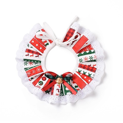 Cloth Pet's Christmas Lace Bandanas, Xmas Dog Cat Collar Bibs, with Resin Bells