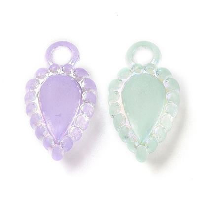 Transparent Frosted Acrylic Pendants, AB Color Plated, Leaf Charm