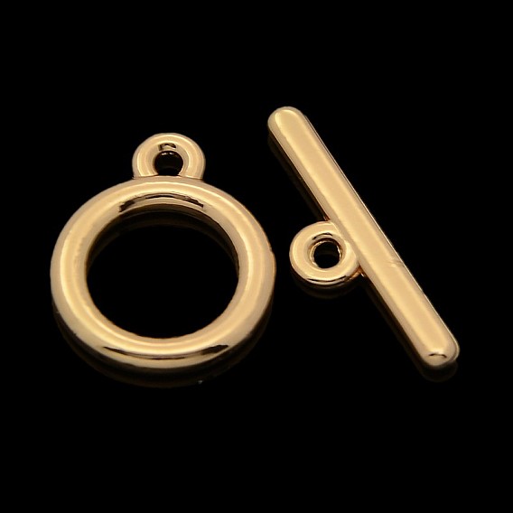 Nickel Free & Lead Free Jewelry Clasps Alloy Ring Toggle Clasps, Long-Lasting Plated, Ring: 18x15x2mm, Hole: 2mm, Bar: 7x23x2mm, Hole: 2mm