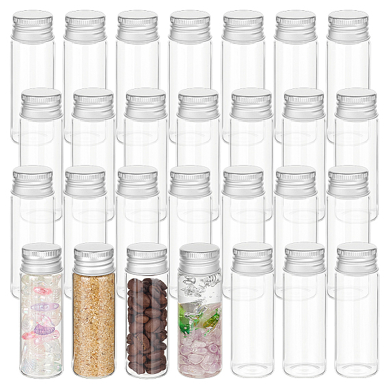 Стеклянная бусина контейнеры, колонка, с платиновой алюминиевой крышкой