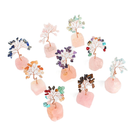 Украшения из натурального драгоценного камня дерево жизни, медная проволока фэн-шуй энергетический камень подарок для домашнего офиса украшение рабочего стола