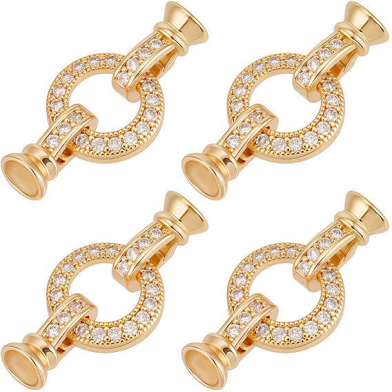 6шт. латунные микропаве прозрачные кубические цирконии складные застежки, кольцо