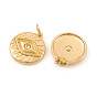 Brass Pendant Rhinestone Settings, with Jump Rings, Flat Round with Evil Eye