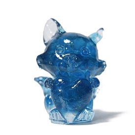 Resin Fox with Heart Display Decoration, with Lampwork Chips inside Statues for Home Office Decorations
