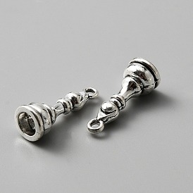 Tibetan Style Alloy Pendants, 3D Chess Piece Charms, Antique Silver