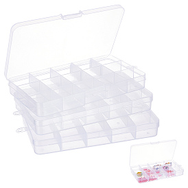 SUPERFINDINGS Polypropylene(PP) Bead Storage Containers, 15 Compartment Organizer Boxes, Rectangle