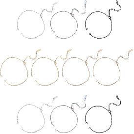 10Pcs 5 Colors 304 Stianless Steel Cable Chain Bracelet Making, with Jump Rings, Extension Chain and Lobster Claw Clasps