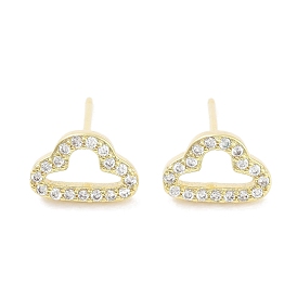 Brass Micro Pave Clear Cubic Zirconia Studs Earring, Cloud