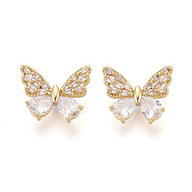 Латунные микро проложить кубического циркония бусы, бабочка
