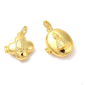 Brass Micro Pave Clear Cubic Zirconia Pendants, Real 16K Gold Plated