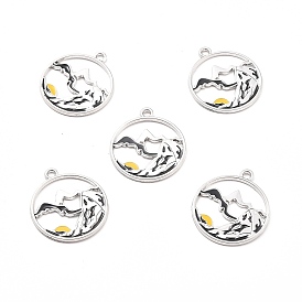 Подвески из эмали и сплава, плоские круглые с рисунком