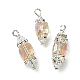 3 шт. подвески из стекла и латуни, с 304 петлей из нержавеющей стали, граненые