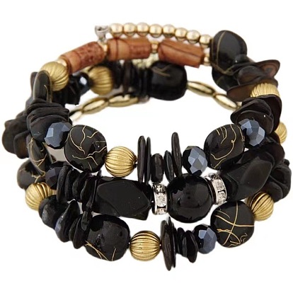 Boho Multi-layered Stone and Shell Beaded Wrap Bracelet for Women
