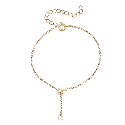 Регулируемый 2мм 304 браслет из нержавеющей стали с цепочкой, с латунными скользящими бусинами