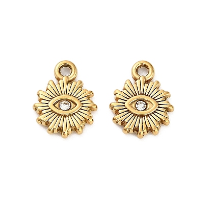 304 кулон из нержавеющей стали с кристаллами и стразами, ионное покрытие (ip), Злые чары глаз