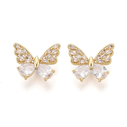 Латунные микро проложить кубического циркония бусы, бабочка