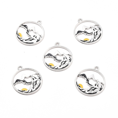 Подвески из эмали и сплава, плоские круглые с рисунком