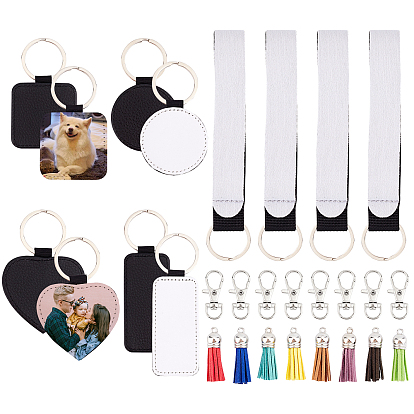Kits de fabrication de porte-clés bricolage, y compris les porte-clés vierges de sublimation en cuir pu,  Porte-clés en étoile fer , fermoirs à griffes de homard pivotantes en alliage et pendentifs à pampilles en faux suède