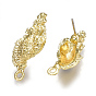 Alloy Stud Earring Findings, with Loop, with Loop, with Loop, Steel Pins, Spiral Shell