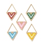 Подвески в форме ромба из стеклянного бисера, с 304 соединительным кольцом из нержавеющей стали