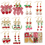 Наборы для изготовления сережек с вишнями своими руками, в том числе фурнитуру из латуни и сплавов., бант из полиэфирной ленты, акриловые бусы и подвески