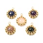 Natural Mixed Gemstone Pendants, with Brass Spacer Beads and Eco-Friendly Copper Wire, Round, Golden
