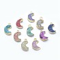 Natural Quartz Pendants, with Golden Tone Brass Findings, Moon