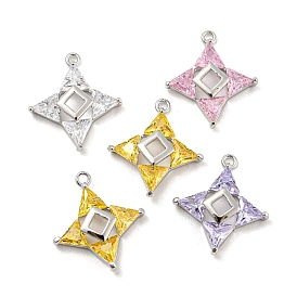 Glass Pendants, with Brass Findings, Star Charms