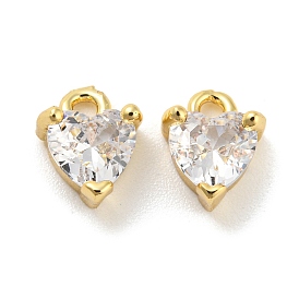 Rack Plating Brass Micro Pave Cubic Zirconia Charms, 
Long-Lasting Plated, Cadmium Free & Lead Free, Heart