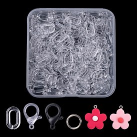 Flower Pendant Eyeglasses Holder, Face Mask Chains DIY Making Kit, Including Plastic Lobster Claw Clasps, Resin Pendants, Transparent Acrylic Linking Rings, Iron Jump Rings
