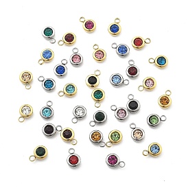 Ионное покрытие (ip) 304 брелоки из нержавеющей стали, со стразами, плоско-круглые, полирование