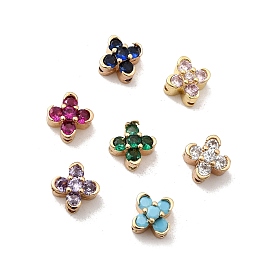 Многожильные звенья из латуни с паве из кубического циркония, клевер, реальный 18 k позолоченный