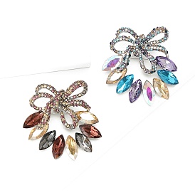 Bowknot Alloy Rhinestone Brooches for Backpack Clothes