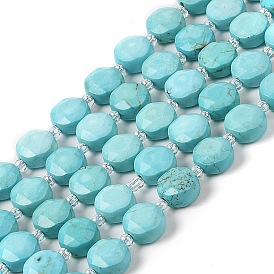Natural Howlite Bead Strands, Faceted, Flat Round, Dyed